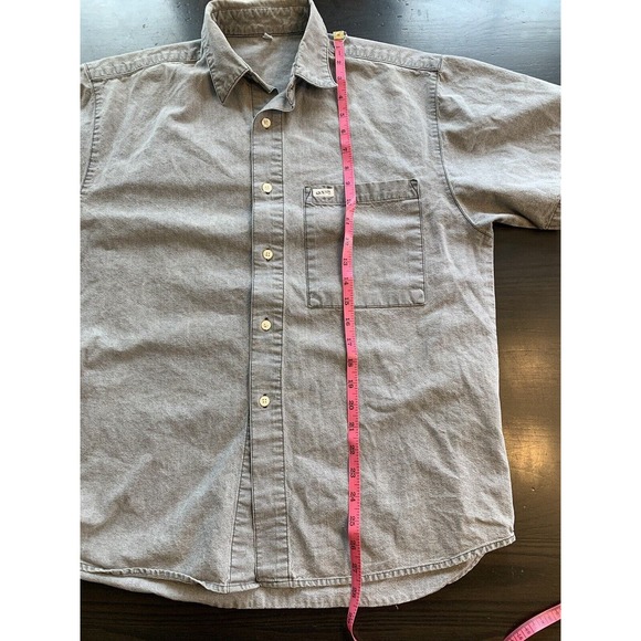 Vtg Guess‎ Jeans Shirt Men's Large Short Sleeve Buttons Gray USA Casual Office - Picture 11 of 14